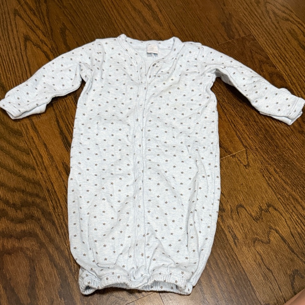 Nordstrom Blue with grey Stars Print baby convertible gown
